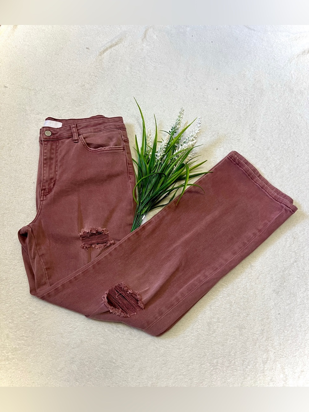 VERVET Mauve Distressed Wide Leg VERVET Mauve Distressed Wide Leg Jean - Size 30